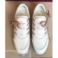 Discount Roger Vivier Sporty Viv' Etiquette Calfskin Sneakers R8327 White 2018