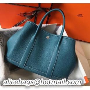 Well Crafted Hermes Calfskin Garden Party 30cm Bag 425011 Denim Blue