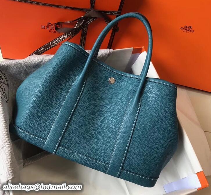 Well Crafted Hermes Calfskin Garden Party 30cm Bag 425011 Denim Blue