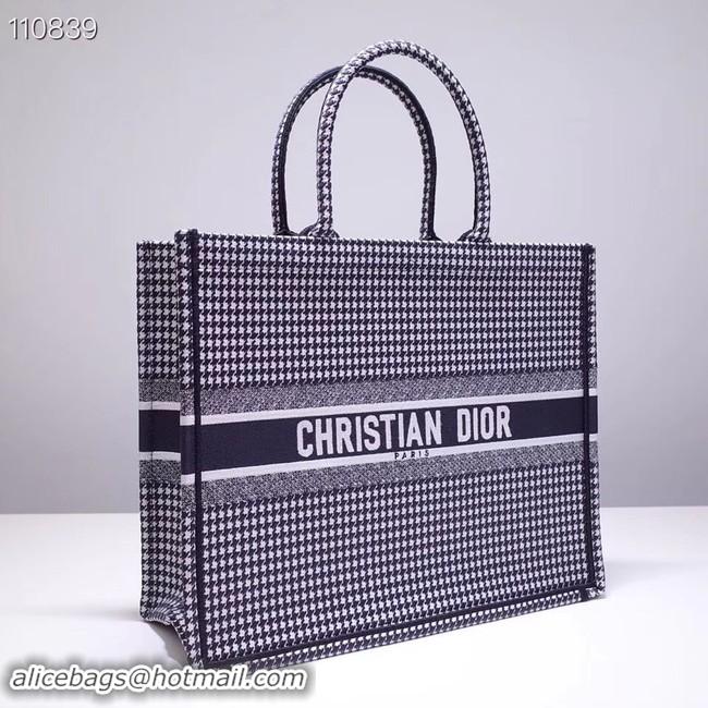 Best Quality Dior Book Tote Bag In houndstooth Embroidered pre-fall CD510032 2019