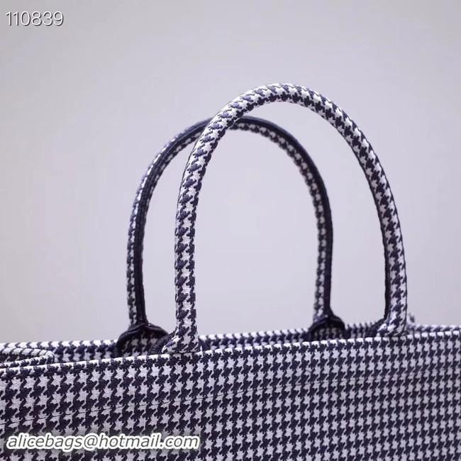 Best Quality Dior Book Tote Bag In houndstooth Embroidered pre-fall CD510032 2019