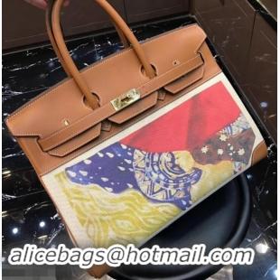 Purchase Hermes Birkin 35 Bag in Print Leather 630115 Brown/Canvas