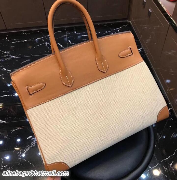 Purchase Hermes Birkin 35 Bag in Print Leather 630115 Brown/Canvas