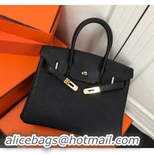 Perfect Hermes Birkin 30 Bag In Leather with Gold/Silver Hardware 630116 Black