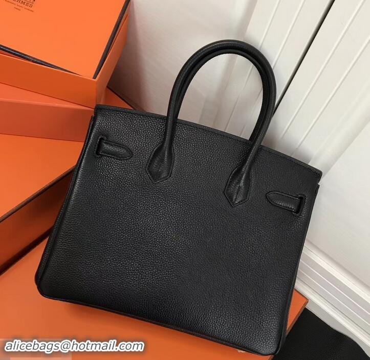 Perfect Hermes Birkin 30 Bag In Leather with Gold/Silver Hardware 630116 Black