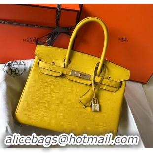 Perfect Hermes Birkin 30 Bag In Leather with Gold/Silver Hardware 630116 yellow