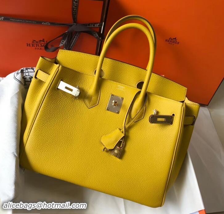 Perfect Hermes Birkin 30 Bag In Leather with Gold/Silver Hardware 630116 yellow