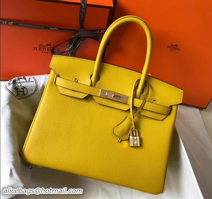 Perfect Hermes Birkin 30 Bag In Leather with Gold/Silver Hardware 630116 yellow