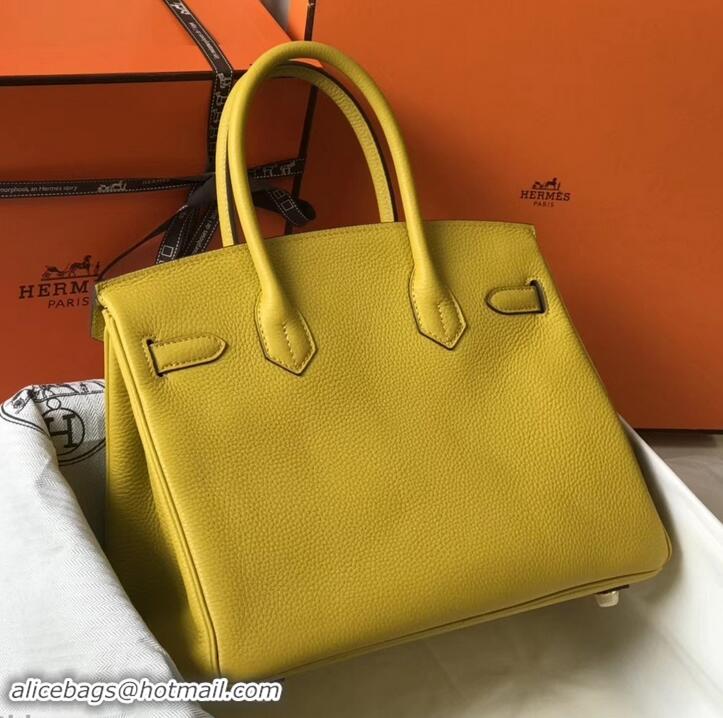 Perfect Hermes Birkin 30 Bag In Leather with Gold/Silver Hardware 630116 yellow