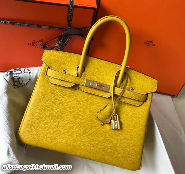 Perfect Hermes Birkin 30 Bag In Leather with Gold/Silver Hardware 630116 yellow