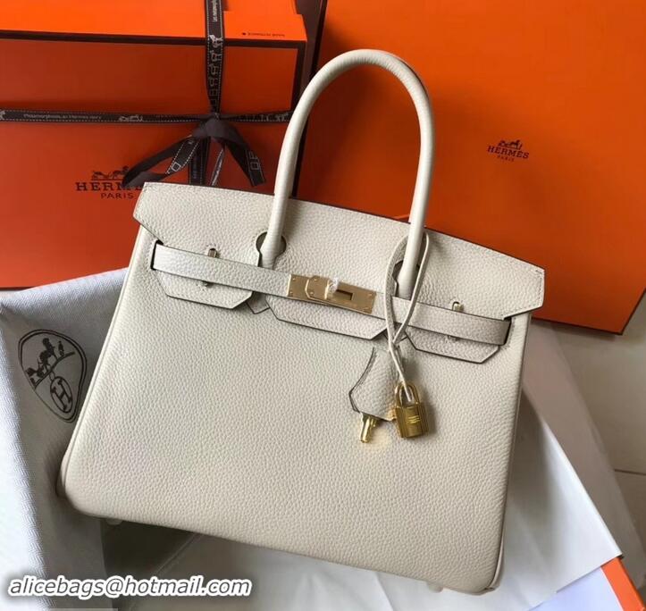 Discount Hermes Birkin 30 Bag In Leather with Gold/Silver Hardware 630116 off white