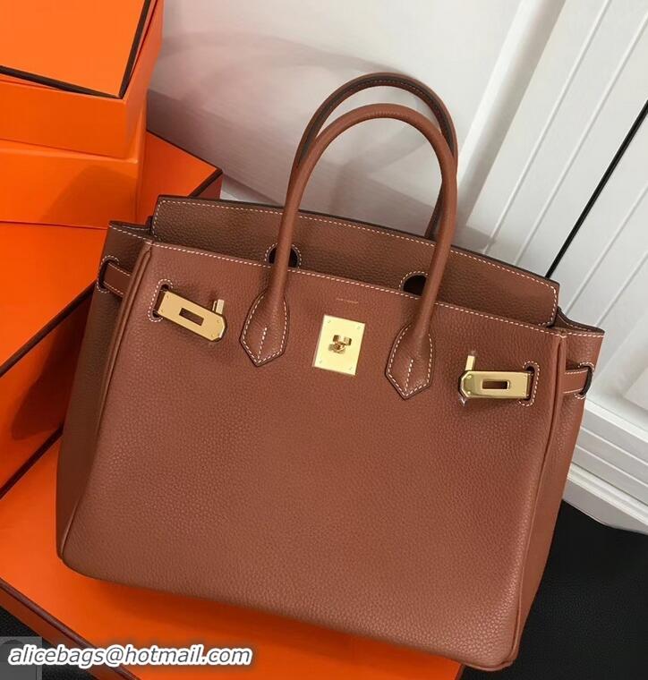 Lowest Price Hermes Birkin 30 Bag In Leather with Gold/Silver Hardware 630116 brown