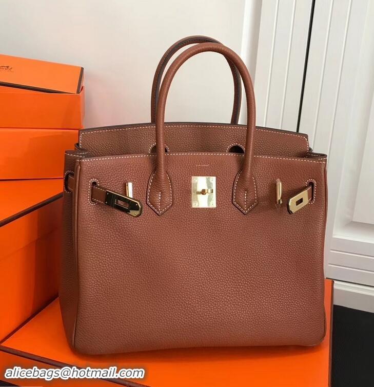 Lowest Price Hermes Birkin 30 Bag In Leather with Gold/Silver Hardware 630116 brown