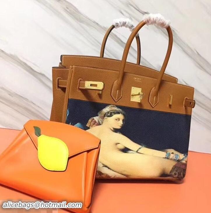 Grade Quality Hermes Birkin 35 Bag in Print Leather 630119 Brown