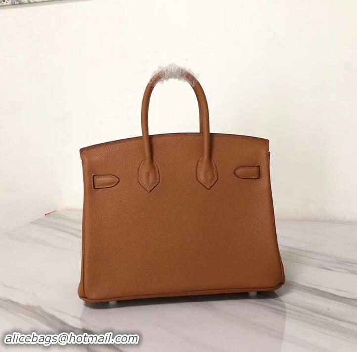 Discount Hermes red Striped Birkin 25 Bag in original togo Leather 630130 Brown