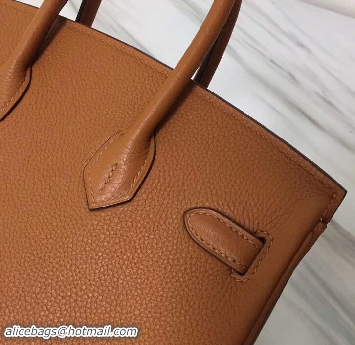 Discount Hermes red Striped Birkin 25 Bag in original togo Leather 630130 Brown