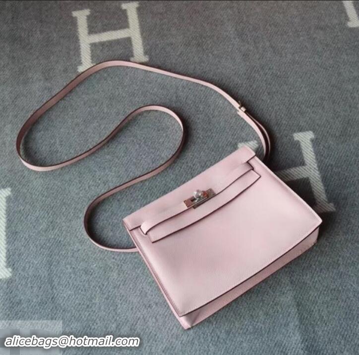 Fashion Hermes Kelly Danse Bag in Swift Leather 630133 Cherry Pink