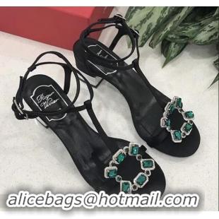 Hot Sell Roger Vivier Podium Crown Jewels Sandals 5cm R8429 Black 2018