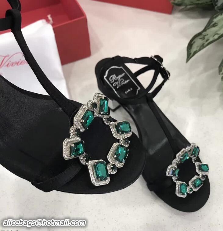 Hot Sell Roger Vivier Podium Crown Jewels Sandals 5cm R8429 Black 2018