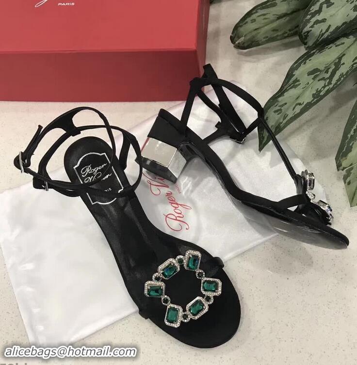 Hot Sell Roger Vivier Podium Crown Jewels Sandals 5cm R8429 Black 2018