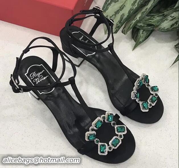 Hot Sell Roger Vivier Podium Crown Jewels Sandals 5cm R8429 Black 2018