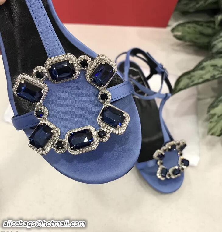 Low Cost Roger Vivier Podium Crown Jewels Sandals 5cm R8429 Blue 2018