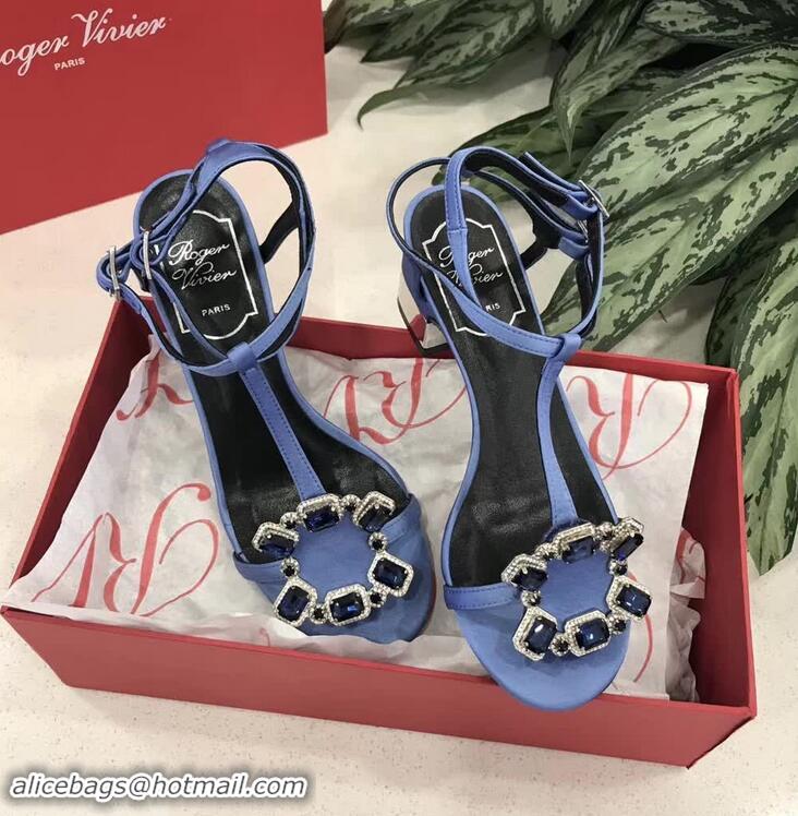 Low Cost Roger Vivier Podium Crown Jewels Sandals 5cm R8429 Blue 2018