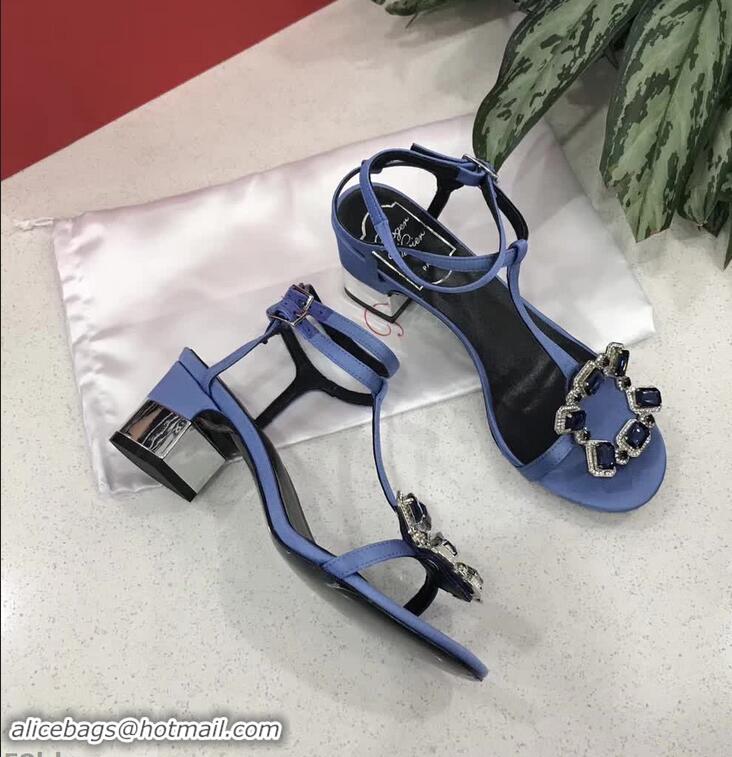 Low Cost Roger Vivier Podium Crown Jewels Sandals 5cm R8429 Blue 2018