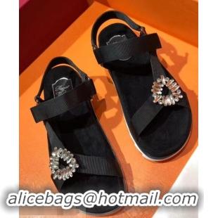 Low Cost Roger Vivier Trekky Viv' Sandals Canvas R8432 Black 2018