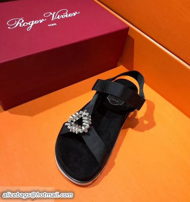 Low Cost Roger Vivier Trekky Viv' Sandals Canvas R8432 Black 2018