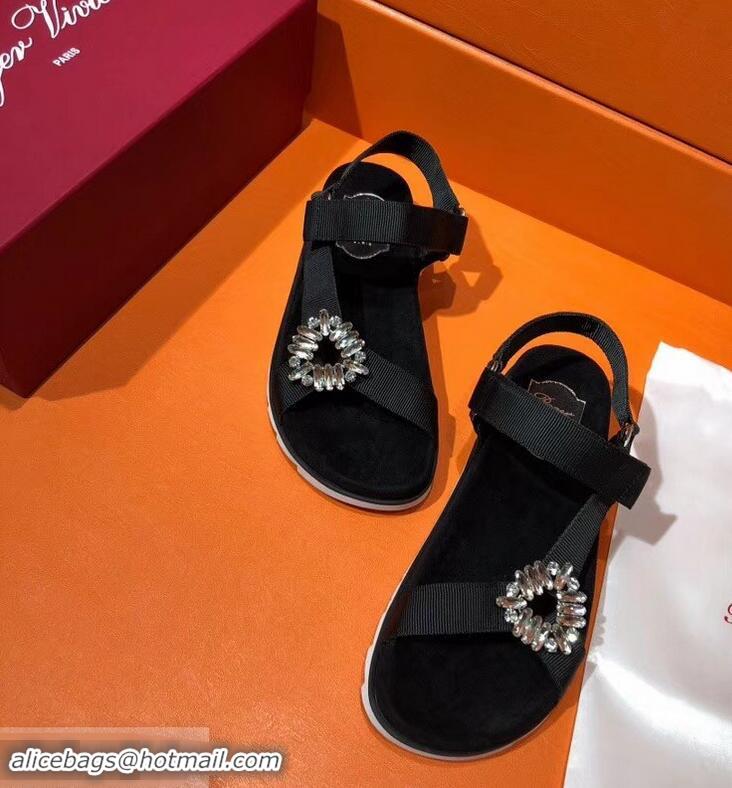 Low Cost Roger Vivier Trekky Viv' Sandals Canvas R8432 Black 2018