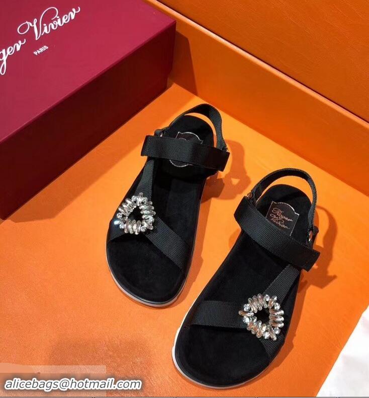 Low Cost Roger Vivier Trekky Viv' Sandals Canvas R8432 Black 2018