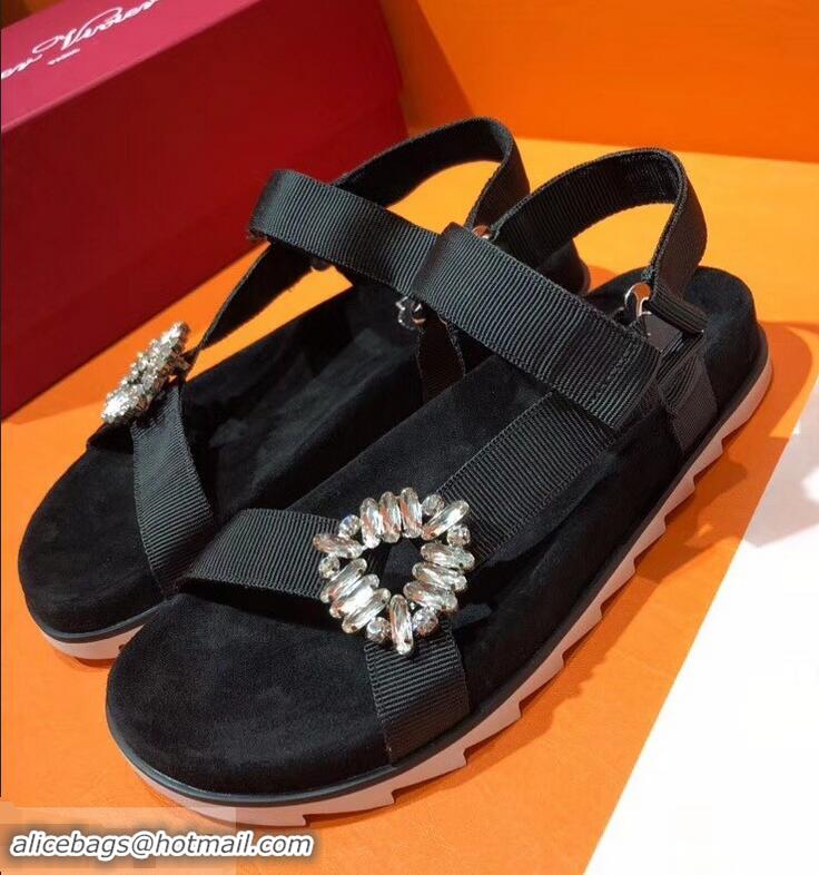 Low Cost Roger Vivier Trekky Viv' Sandals Canvas R8432 Black 2018