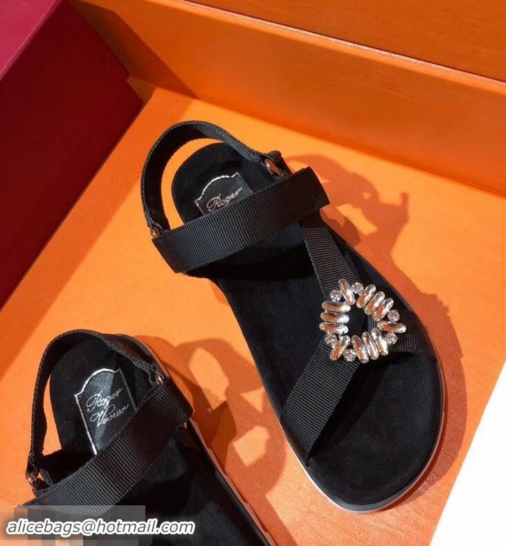 Low Cost Roger Vivier Trekky Viv' Sandals Canvas R8432 Black 2018