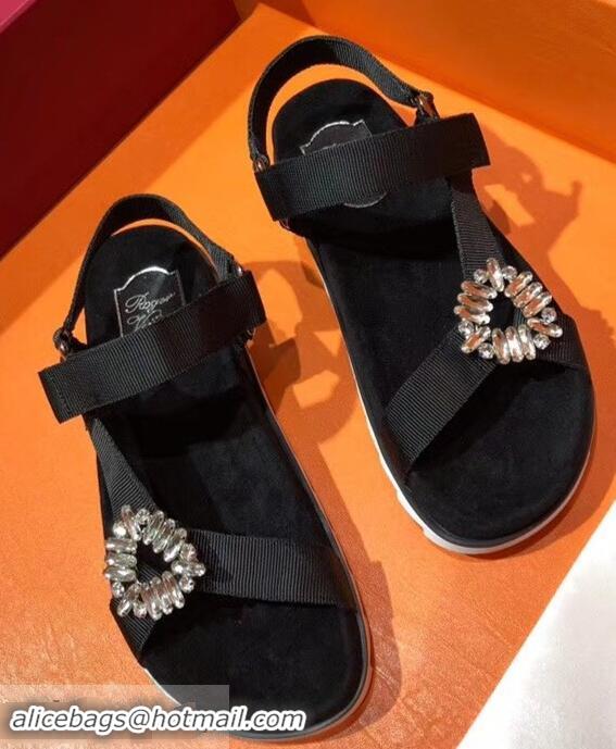 Low Cost Roger Vivier Trekky Viv' Sandals Canvas R8432 Black 2018