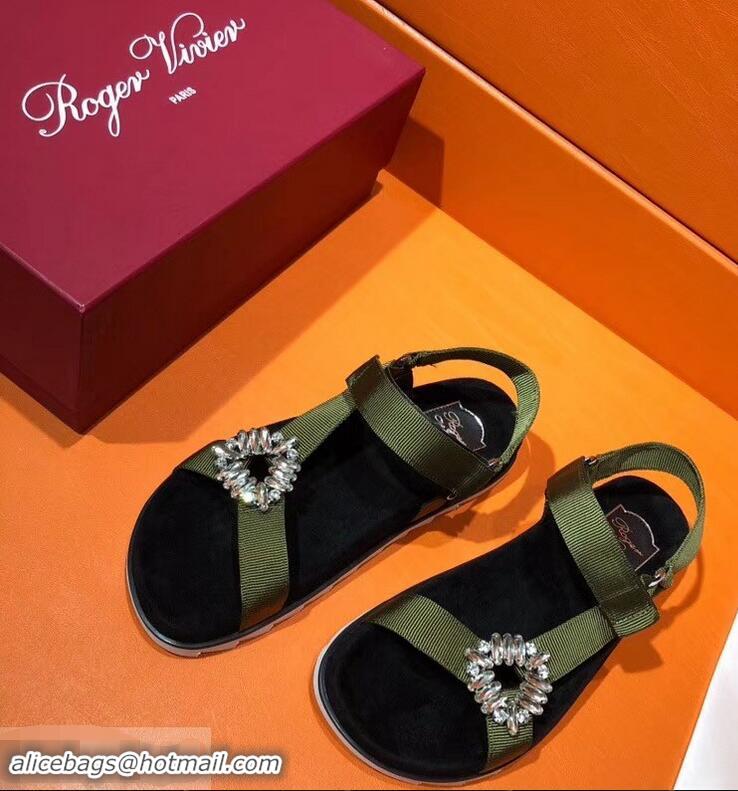 Best Price Roger Vivier Trekky Viv' Sandals R8432 Canvas Green 2018