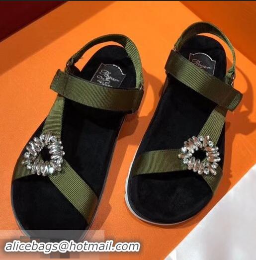 Best Price Roger Vivier Trekky Viv' Sandals R8432 Canvas Green 2018