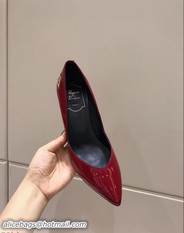 Design Discount Roger Vivier Choc Real Pumps 85 Heel R8528 Red 2018