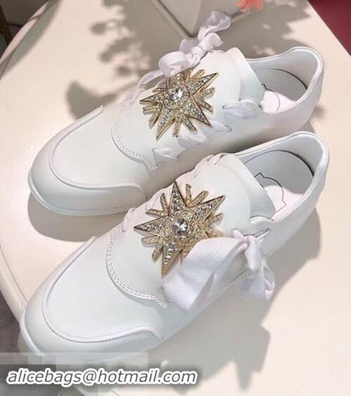 Shop Custom Roger Vivier Lace-up Buckle Sneakers Black R8534 White 2018