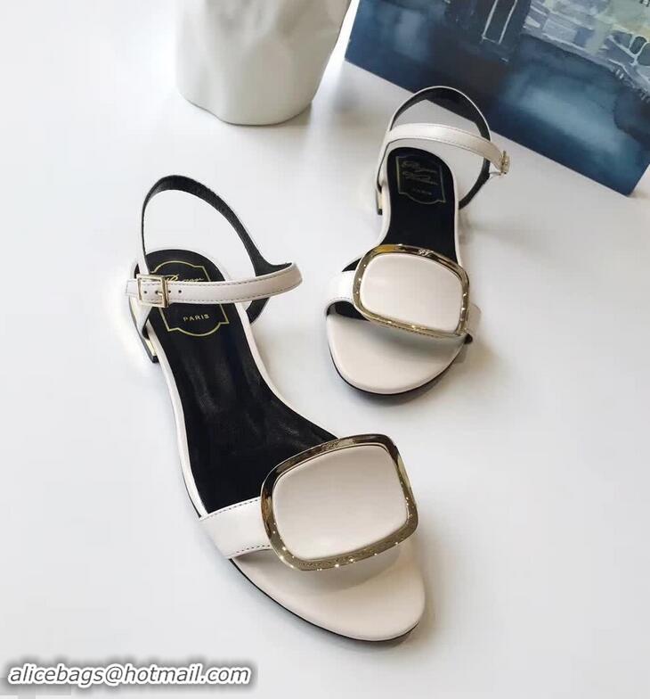 Low Price Roger Vivier Chips West Buckle Sandals R8507 White 2018