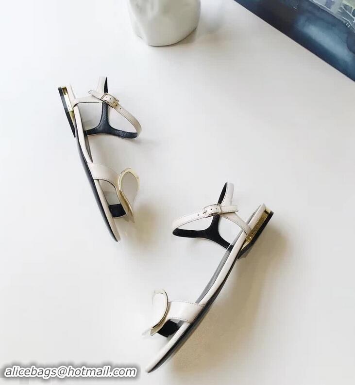 Low Price Roger Vivier Chips West Buckle Sandals R8507 White 2018