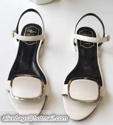 Low Price Roger Vivier Chips West Buckle Sandals R8507 White 2018