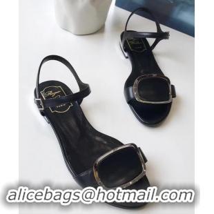 Top Quality Roger Vivier Chips West Buckle Sandals R8507 Black 2018