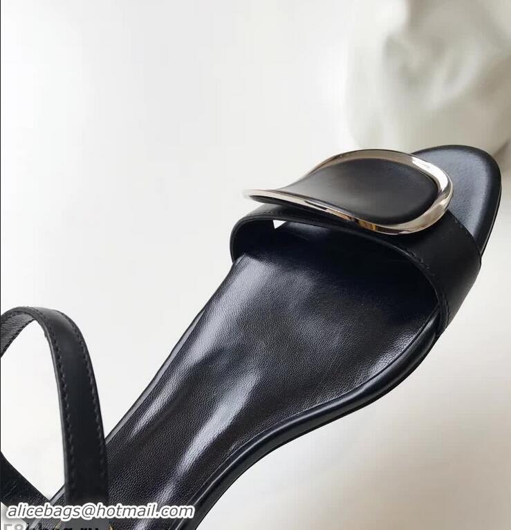 Top Quality Roger Vivier Chips West Buckle Sandals R8507 Black 2018