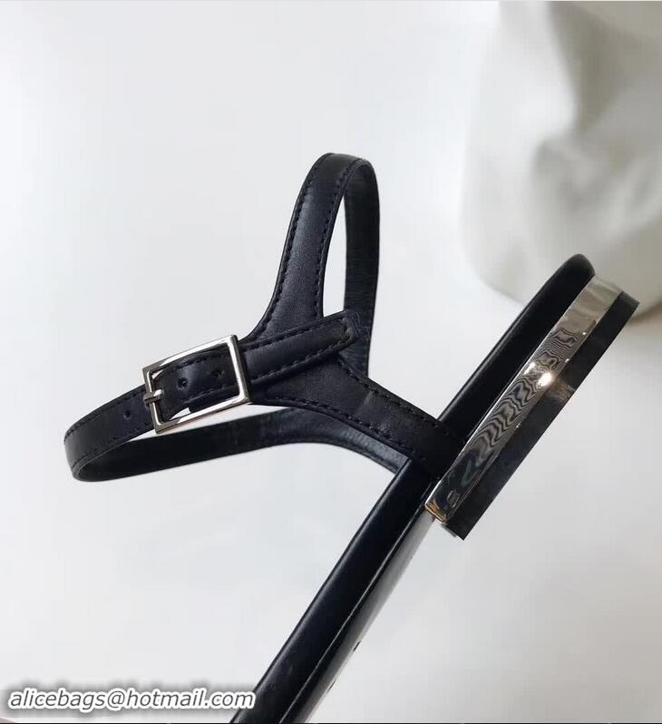 Top Quality Roger Vivier Chips West Buckle Sandals R8507 Black 2018