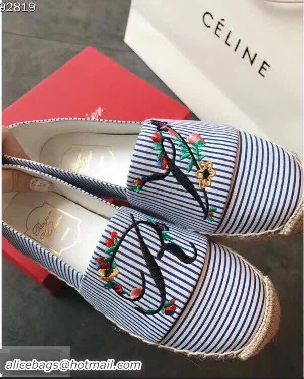 Top Quality Roger Vivier Espadrilles Blooming RV R8611 Blue 2018