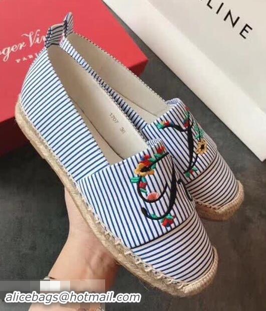 Top Quality Roger Vivier Espadrilles Blooming RV R8611 Blue 2018