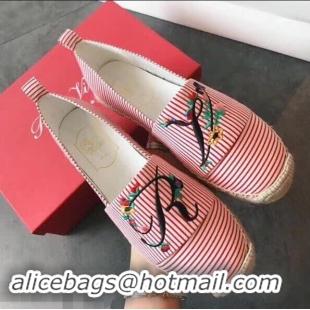 Top Cheapest Roger Vivier Espadrilles Blooming RV R8611 Red 2018