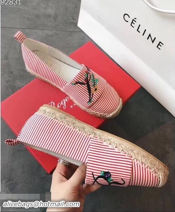 Top Cheapest Roger Vivier Espadrilles Blooming RV R8611 Red 2018