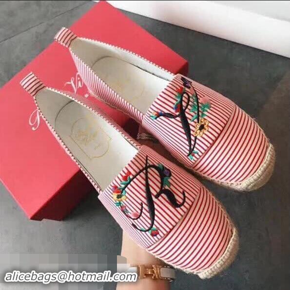 Top Cheapest Roger Vivier Espadrilles Blooming RV R8611 Red 2018